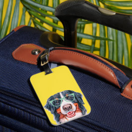 Colorful Hipster Bernese Mountain Dog Bagagelabel