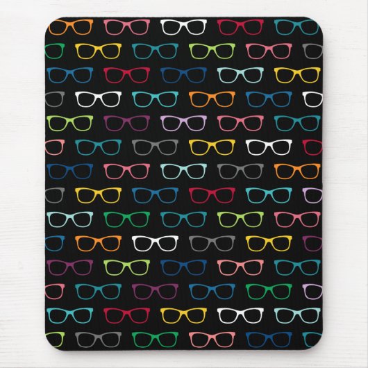 Colorful HIpster Glasses Black Muismat (Voorkant)