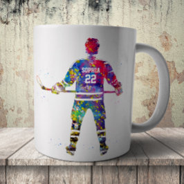 Colorful Hockey Player Koffiemok