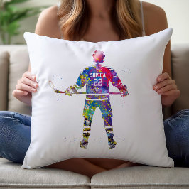Colorful Hockey Player Kussen