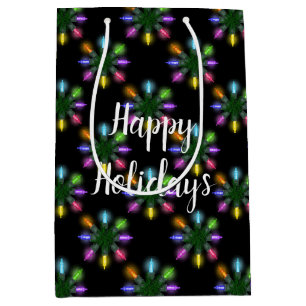 Colorful Holiday Lights Snowflake Medium Cadeauzakje