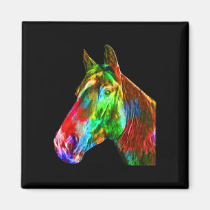 Colorful Horse Art Horseback Riding Lover Artsy Ho Magneet