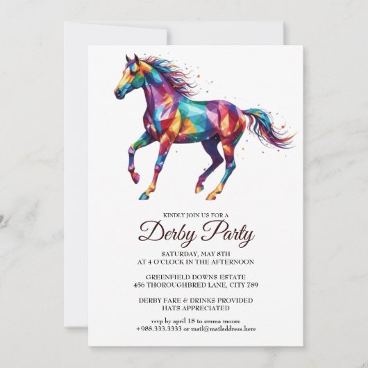 Colorful Horse Derby Party Invitation (Devant)