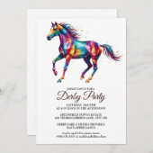 Colorful Horse Derby Party Invitation (Devant / Derrière)