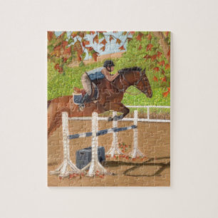 Colorful Horse & Rider Jumping Legpuzzel