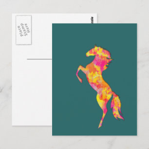 Colorful Horse silhouette Flames Abstract Elegant Briefkaart
