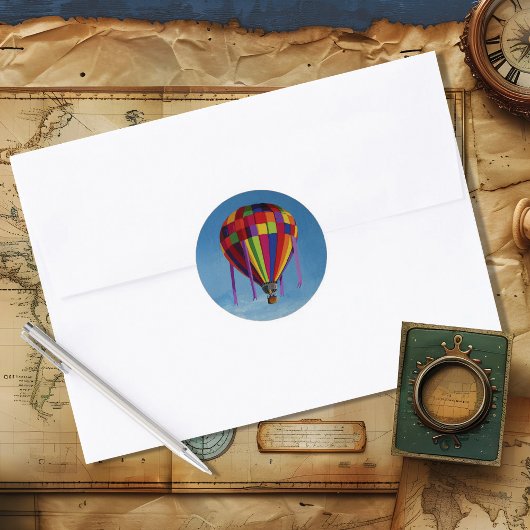 Colorful Hot Air Balloon Classic Round Sticker