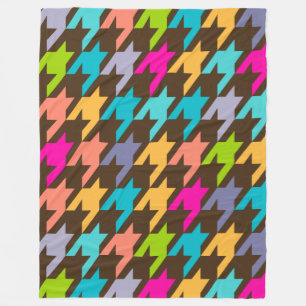 Colorful Houndstooth Seamless Patroon 4 Fleece Deken