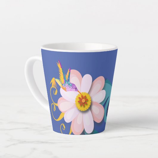 Colorful Humming Bird Latte Mok (Linkerhoek)