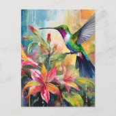 Colorful Hummingbird Modern Art Briefkaart (Voorkant)