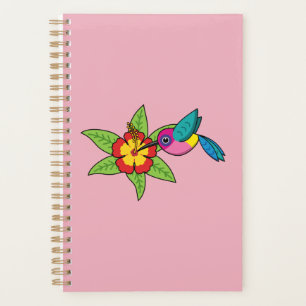 Colorful Hummingbird on Hibiscus Tropical Flower