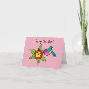 Colorful Hummingbird op Hibiscus Tropical Flower Kaart