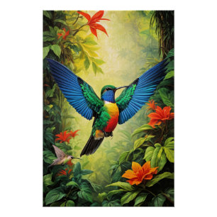 Colorful Hummingbird Perfect Poster