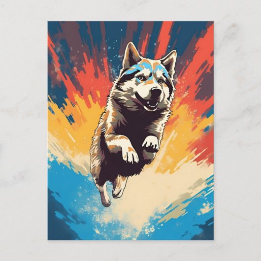 Colorful Husky Briefkaart (Voorkant)