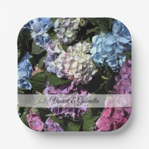 Colorful Hydrangea Flowers Wedding Papieren Bordje