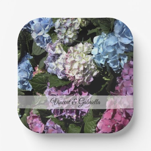 Colorful Hydrangea Flowers Wedding Papieren Bordje (Voorkant)