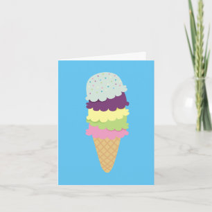 Colorful Ice Cream Cone Note Card Kaart