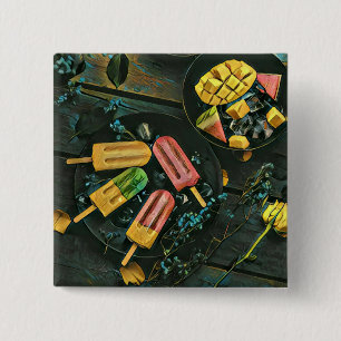Colorful ice cream cone popsicle vierkante button 5,1 cm