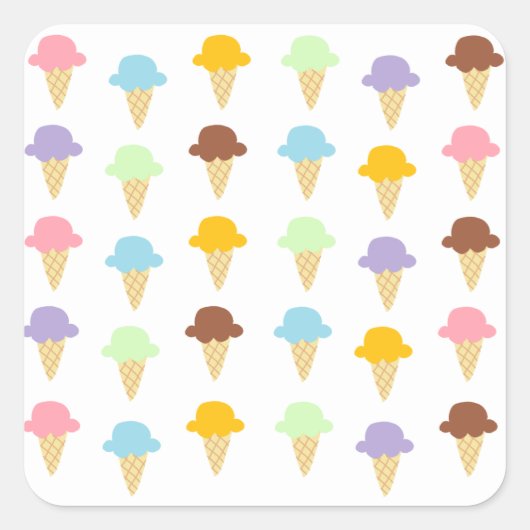 Colorful Ice Cream Cones Vierkante Sticker (Voorkant)