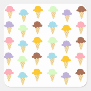 Colorful Ice Cream Cones Vierkante Sticker