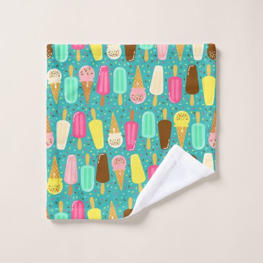 Colorful Ice Cream Pattern Summer  (Gant de toilette)