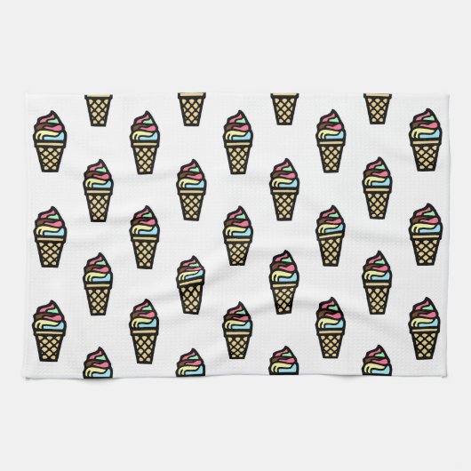Colorful Ice Cream Pattern Theedoek (Horizontaal)