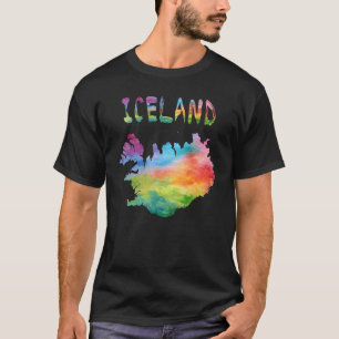 Colorful IJsland - kaart in Waterverf Colorf T-shirt