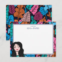 Colorful Illustrated Lady Personal Stationery