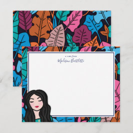 Colorful Illustrated Lady Personal Stationery Notitiekaartje