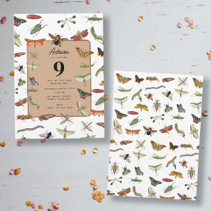 Colorful  Insect Birthday Party Thema Kaart