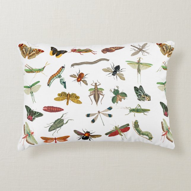 Colorful  Insect Illustrator Patroon Accent Kussen (Voorkant)