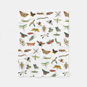 Colorful  Insect Illustrator Patroon Fleece Deken