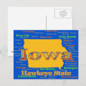 Colorful Iowa State Pride Map Silhouette Briefkaart (Voorkant / Achterkant)