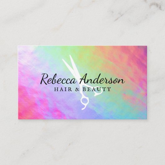 Colorful Iridescent Background | Salon Scissors Visitekaartje (Voorkant)