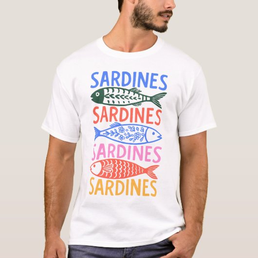 Colorful Italian Summer Sardines Graphic T-Shirt (Devant)