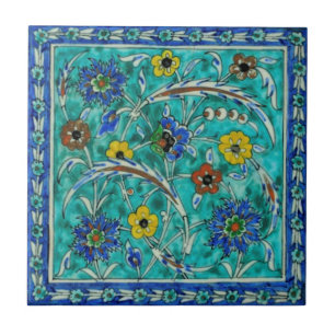Colorful Iznik Persian Handschilderde Repro Tegeltje