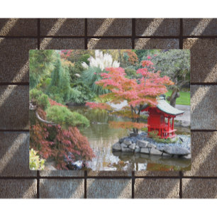 Colorful Japanese Garden Scene Foto Deurmat