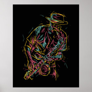 Colorful Jazz Player-poster Poster