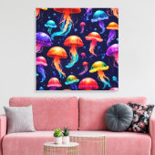 Colorful Jellyfish Canvas Afdruk (Insitu (Woonkamer))