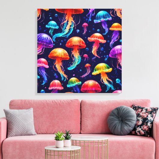 Colorful Jellyfish Canvas Afdruk (Insitu (Woonkamer))