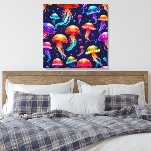 Colorful Jellyfish Canvas Afdruk (Insitu (Slaapkamer))