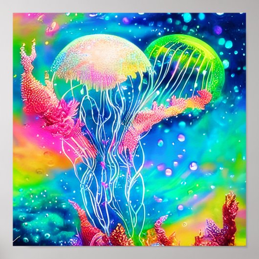 Colorful Jellyfish Poster (Voorkant)