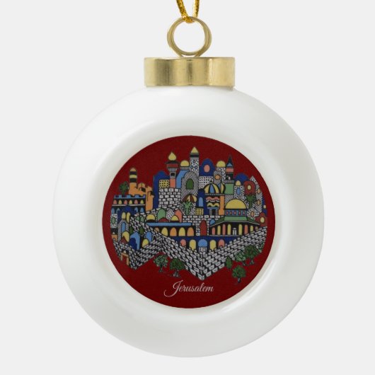 Colorful Jerusalem Keramische Bal Ornament (Voorkant)