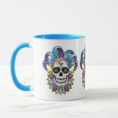 Colorful Jester Skull Mok (Links)