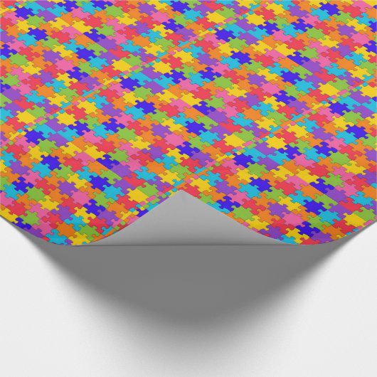 Colorful Jigzaag Puzzle Pattern Cadeaupapier (Hoek)