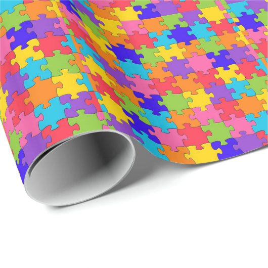 Colorful Jigzaag Puzzle Pattern Cadeaupapier (Rol Hoek)