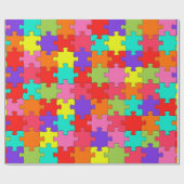 Colorful Jigzaag Puzzle Pattern Cadeaupapier (Vlak)