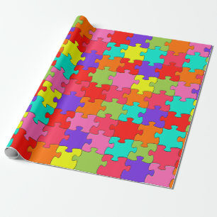 Colorful Jigzaag Puzzle Pattern Cadeaupapier