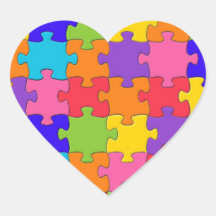 Colorful Jigzaag Puzzle Pattern Hart Sticker