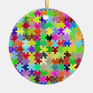 Colorful Jigzaag Puzzle Pattern Keramisch Ornament
